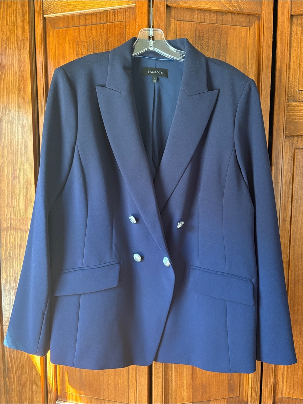 Talbots Navy Double-Breasted Suit Jacket